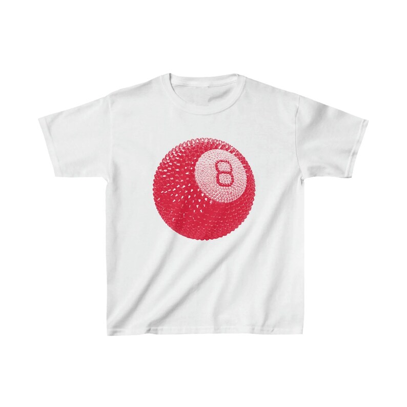 T-shirt mixte porte-bonheur, t-shirt boule de billard strass rouge, t-shirt Stockholm style, t-shirt pour lui, cadeau, t-shirt coton, y2k image 6
