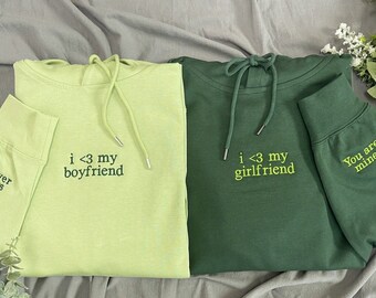 Paar-Hoodie, „I <3 MY BOYFRIEND/GIRLFRIEND“-Sweatshirt, Valentinstag-Sweatshirt, Weihnachts-Sweatshirt, Sweatshirt für Verliebte, Sweatshirt für Paare