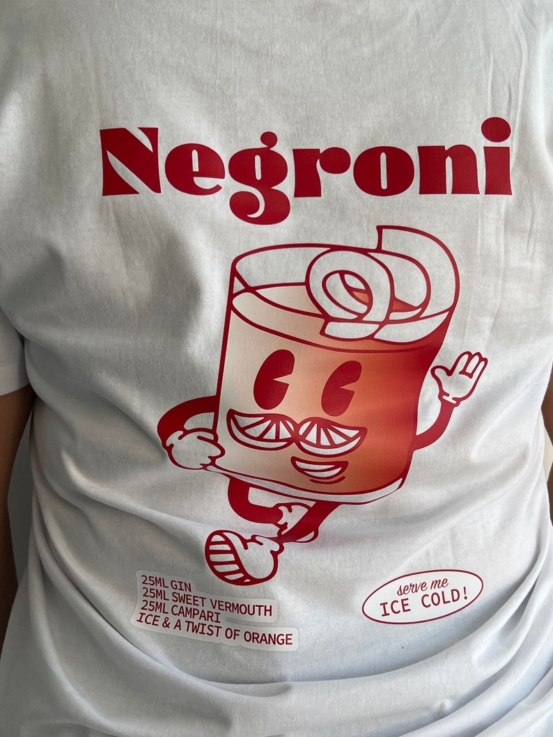 T-shirt mixte NEGRONI, t-shirt nom de cocktail, t-shirt pour elle, t-shirt pour lui, t-shirt pour apéro, t-shirt en coton image 7