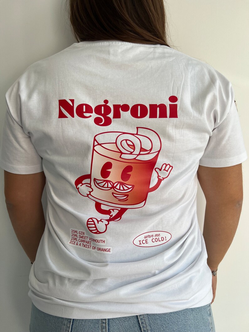 T-shirt mixte NEGRONI, t-shirt nom de cocktail, t-shirt pour elle, t-shirt pour lui, t-shirt pour apéro, t-shirt en coton image 8