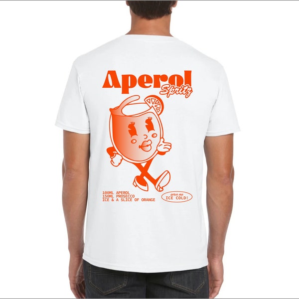 T-shirt mixte « APEROL SPRITZ », t-shirt nom de cocktail, t-shirt pour elle, t-shirt pour lui, t-shirt pour apéro, t-shirt en coton