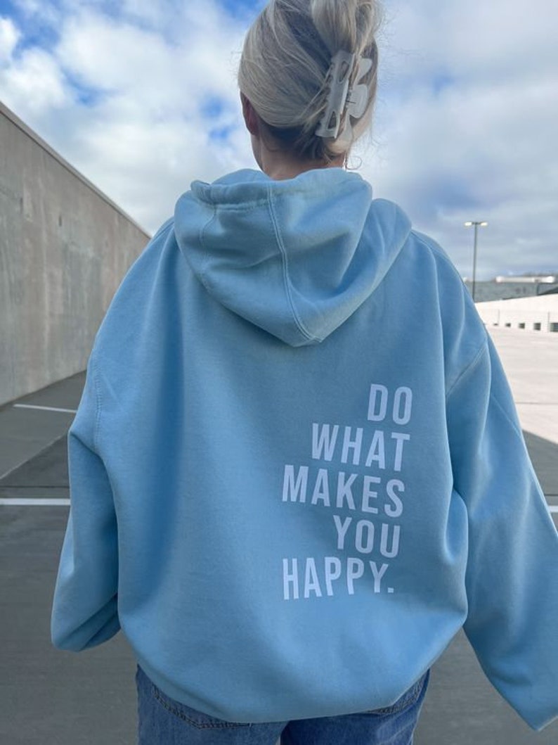 T-shirt rose Do what makes you happy., cadeau pour elle, t-shirt oversize, t-shirt en coton, aesthetic, t-shirt pour lui, cadeau, noël image 4