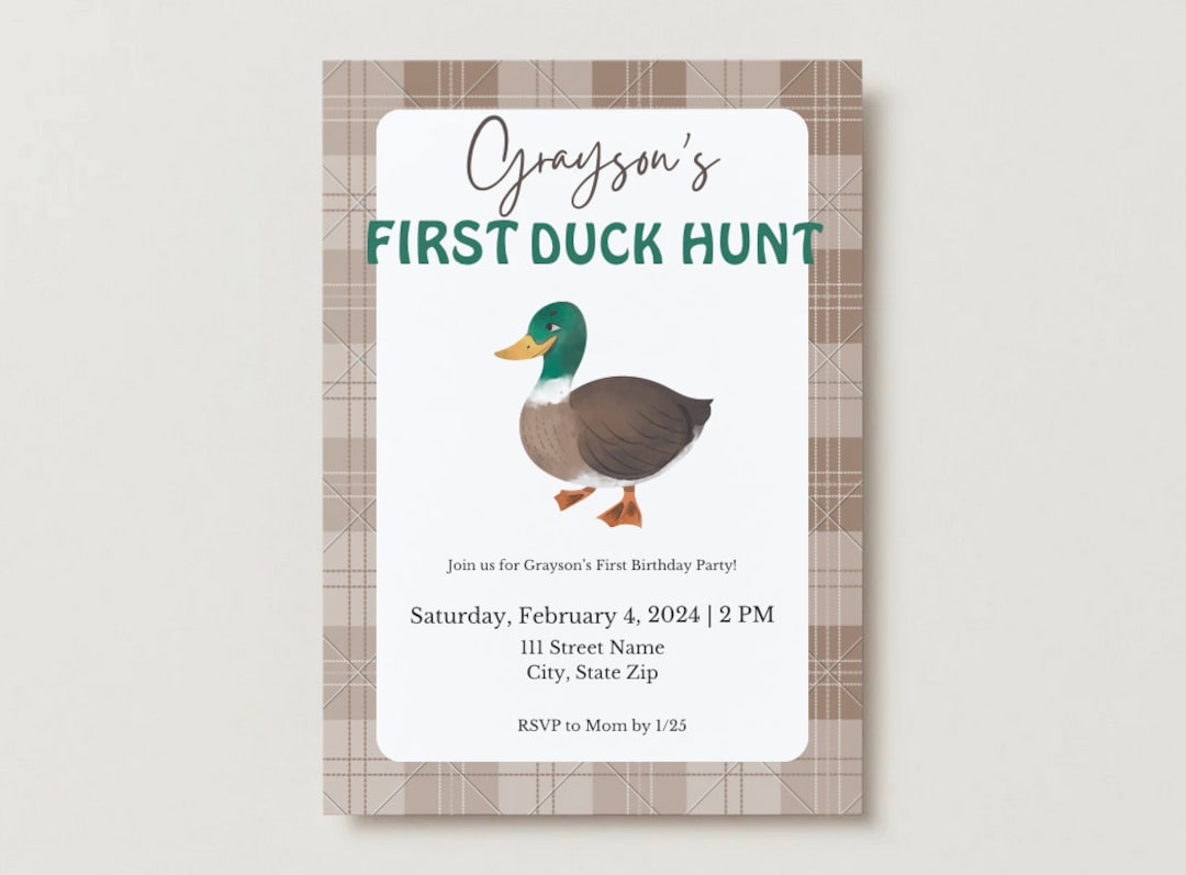 First Duck Hunt Birthday Invitationdigital Download - Etsy