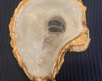 Natural oyster shell ring dish hand gilded with gold leaf/ jewelry dish