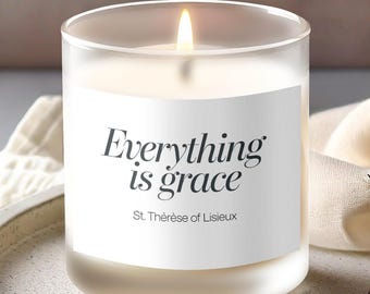 Everything Is Grace candle | Glass candle 11oz, St. Thérèse of Lisieux