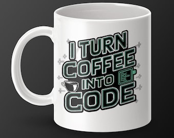 Kubek „Zmieniam kawę w kod”, kubek do kawy dla geeków, kubek prezentowy dla programisty, zabawny kubek dla programisty, kubek dla programisty, kubek do kawy dla techników, prezent dla programisty, 11 uncji