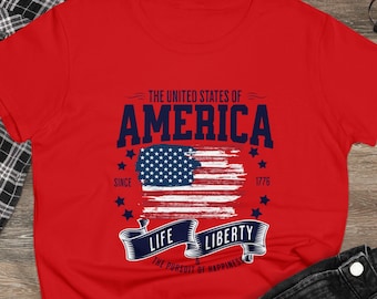 Women's America T Shirt, America Patriotic T-Shirt, USA 1776 4th of July Fourth Tee Shirt Ultra Cotton Tee,  Great Gift