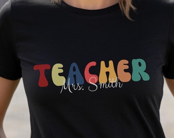 Docentenshirt aangepaste, gepersonaliseerde schoolt-shirt, cadeau leraar, aangepaste naam leraar shirt, T-shirt basisschoolleraar, T-shirt, T-shirt