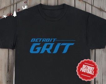 Detroit GRIT Tee Shirt, Detroit Football T-Shirt, Detroit  Football GRIT Coach Shirt, 313 T Shirt, Heavy Cotton Tee