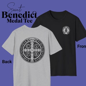Catholic Saint Tee, Saint Benedict Medal T-shirt, St. Benedict, Pray for Us, Unisex Tee, Religious Gift, Unisex Fleece Tee