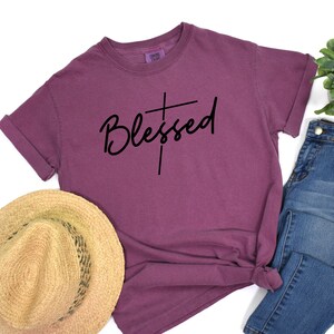 Comfort Colors T-Shirt | Blessed Christian Tee Shirt | Relaxed Fit | Comfy Soft T Shirt | Faith Religious Gift TShirt | Blessings Unisex Top