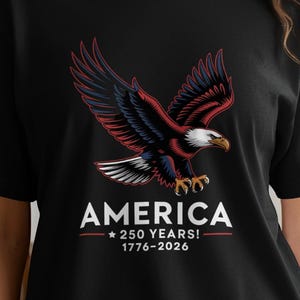 America 250 Years Shirt, Patriotic Eagle Tee, 1776-2026 Celebration, 4th of July Outfit, Independence Day Apparel