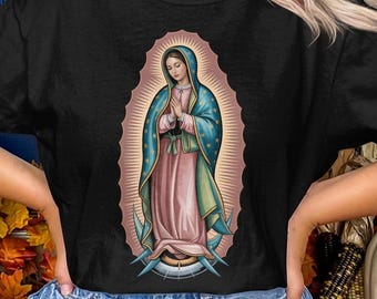 Comfort Colors T-Shirt Virgin Mary Print, Catholic Saint T-Shirt, Traditional Catholic Apparel, Roman Catholic Gift Tee