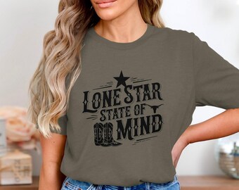 Texas Lone Star State of Mind T-Shirt, Texas Pride Tee, Cowboy Boots Design, Lone Star Symbol, Texan Heritage Shirt, Texas Love, Texan Gift