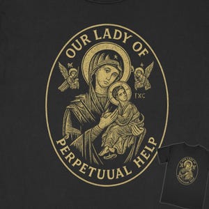 Camiseta católica Comfort Colors Nossa Senhora do Perpétuo Socorro, presentes católicos, vestuário com identidade católica, camiseta católica exclusiva, presente religioso