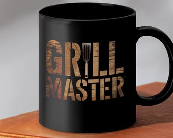 Grill Master Mug for BBQ Lovers 11oz or 15oz Coffee Mug for Grill Enthusiasts Barbecue Themed Coffee Cup for BBQ Kings and Queens