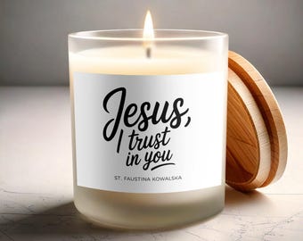 Jesus Trust In You Scented Candle, Faithful Home Decor, Inspirational Candles, Christian Gift, Religious Candles, Spiritual Decor