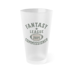 Fantasy Football Commissioner Pint Glass, Beer Glass for Fantasy Football League Manager, Fantasy Football Draft, Frosted Pint Glass, 16oz