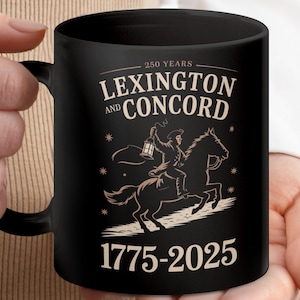 Patriotic 250th Anniversary Lexington and Concord Mug, America USA Celebration, 11oz and 15oz Mug, Historical Design