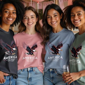 USA eagle graphic t-shirt for women, patriotic American flag tee, 250 years anniversary shirt, Fourth of July outfit