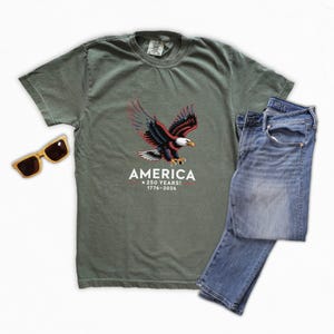 America 250 Years Tshirt, Bald Eagle Graphic Tee, Patriotic Shirt, 4th of July Clothing, Vintage Style, Unisex Casual Top