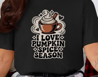 I Love Pumpkin Spice Season Comfort Colors 1717 T-Shirt, Fall Coffee Lover Tee, Cute Pumpkin Spice Graphic Tee, Autumn Shirt, Cozy Fall Top