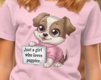 Nur ein Mädchen, das Welpen liebt Kleinkind-T-Shirt, niedliches Welpen-Shirt für kleine Mädchen, Welpen-Liebhaber-Jugend-Shirt, Welpen-T-Stück