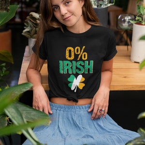 0% Irländsk t-shirt, St. Patrick's Day t-shirt, Saint Patrick's irländsk unisex t-shirt i kraftig bomull, Shamrock, grön vit och orange t-shirt bild 4