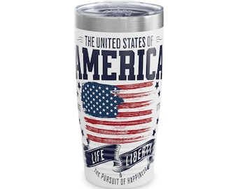 United States of America Tumbler, America Patriotic Insulated Travel, Cup 4th of July Gift, 20oz Stainless Tumbler, Thermal Travel Cup