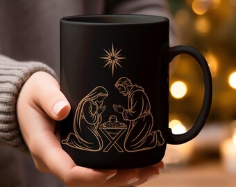 Nativity Scene Christmas Mug, Religious Mugs and Glassware, Jesus Christ Mugs, Joseph Mary Mug, Nativity Holiday Mugs, Christmas Mugs