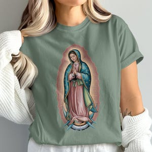 Comfort Colors T-Shirts, Our Lady of Guadalupe Tee, Virgin Mary Catholic Design, Traditional Catholic Gifts, Religious Clothing,