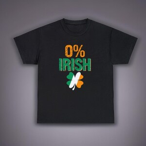 0% Irländsk t-shirt, St. Patrick's Day t-shirt, Saint Patrick's irländsk unisex t-shirt i kraftig bomull, Shamrock, grön vit och orange t-shirt bild 7