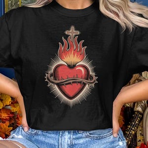 Sacred Heart of Jesus Catholic Saint T-Shirt, Comfort Colors t-Shirt, Traditional Catholic Apparel, Roman Catholic Gift, Religious Wear