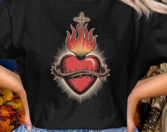 Sacred Heart of Jesus Catholic Saint T-Shirt, Comfort Colors t-Shirt, Traditional Catholic Apparel, Roman Catholic Gift, Religious Wear