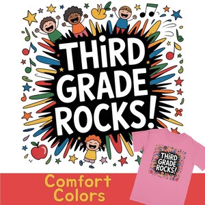 Comfort Colors Teacher T-Shirt Third Grade Rocks Fun Gift For Teachers, Colorful Third Grade Rocks Design Comfort Colors Shirt