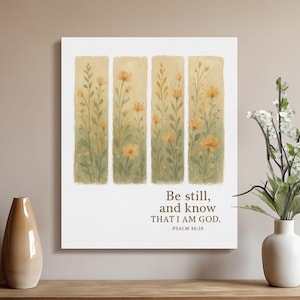 Scripture wall art, Psalm 46:10 poster, Be still and know art print, Christian home decor, Inspirational Bible verse print, Religious wall