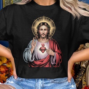 Sacred Heart of Jesus T-Shirt, Catholic Saint T-Shirt, Comfort Colors T-Shirt, Jesus Christ Graphic Tee, Catholic Apparel, Religious Gift
