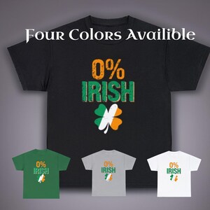 0% Irländsk t-shirt, St. Patrick's Day t-shirt, Saint Patrick's irländsk unisex t-shirt i kraftig bomull, Shamrock, grön vit och orange t-shirt bild 1