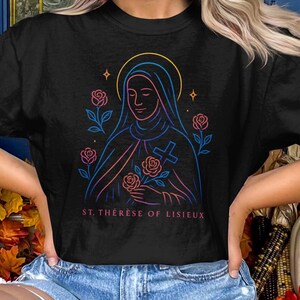 Catholic Comfort Colors T-Shirt, St. Therese of Lisieux T-Shirt, Saint Therese Shirt, Traditional Catholic Tee, Religious Apparel for