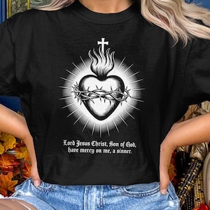 Catholic Sacred Heart T-Shirt, Comfort Colors t-Shirt, Catholic Saint Shirt, Traditional Catholic Apparel, Unique Catholic Gift