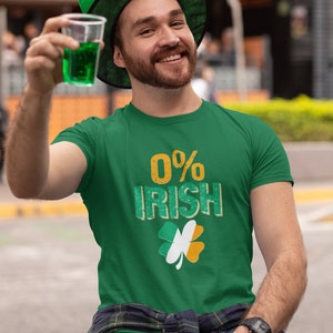 0% Irländsk t-shirt, St. Patrick's Day t-shirt, Saint Patrick's irländsk unisex t-shirt i kraftig bomull, Shamrock, grön vit och orange t-shirt bild 2