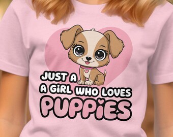 Nur ein Mädchen, das Welpen liebt Süßes Welpen-Shirt, Welpen-Liebhaber-T-Shirt, perfekt für Mädchen, die Hunde lieben, Kleinkind-Jugend-Damen-T-Shirt