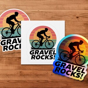 Gravel Rocks! Cycling Stickers, Bike Enthusiast Laptop Decal, Bicycle Love Stickers for Water Bottles, Car Window Bike Decor