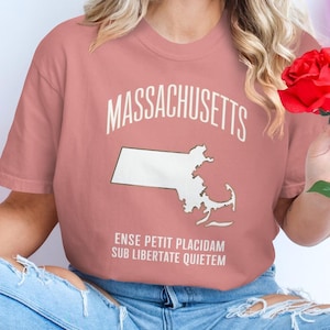 Comfort Colors Massachusetts T-Shirt: Vintage State Graphic Tee