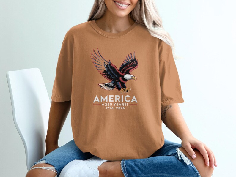 Patriotic Eagle T-Shirt, 250 Years Anniversary Shirt, America 1776-2026 Tee, Independence Day Apparel, USA Pride Clothing