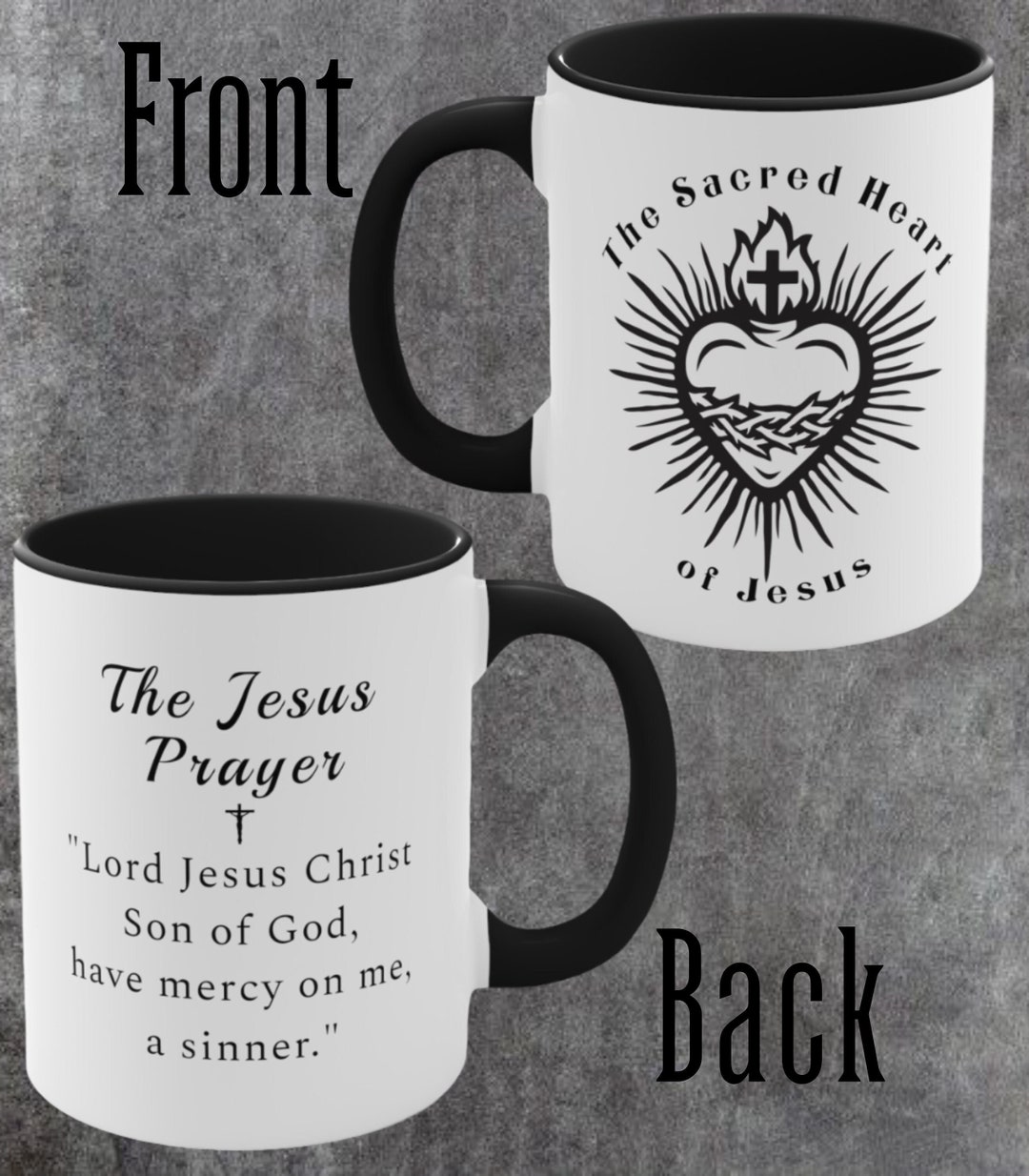 Sacred Heart Coffee Cup, Jesus Prayer Coffee Mug, Catholic Devotion and