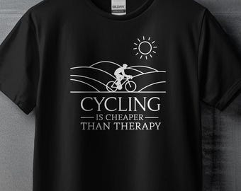 Cycling is Cheaper Than Therapy Tshirt, Bicycle Commuter Gift, Bike Lover Tee, Cyclist Apparel, Funny Cycling Shirt, Summer Workout Tee