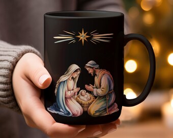 Christmas Mugs, Joy to the World Mugs and Glassware, Religious Christmas Gift, Nativity Scene Mugs, Christian Christmas Gift Mugs