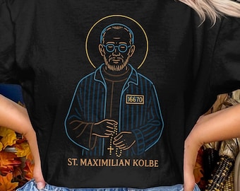 Saint Maximilian Kolbe Catholic Comfort Colors T-Shirt, Traditional Catholic Saint T-Shirt, Unique Roman Catholic Gift, Holy Shirt