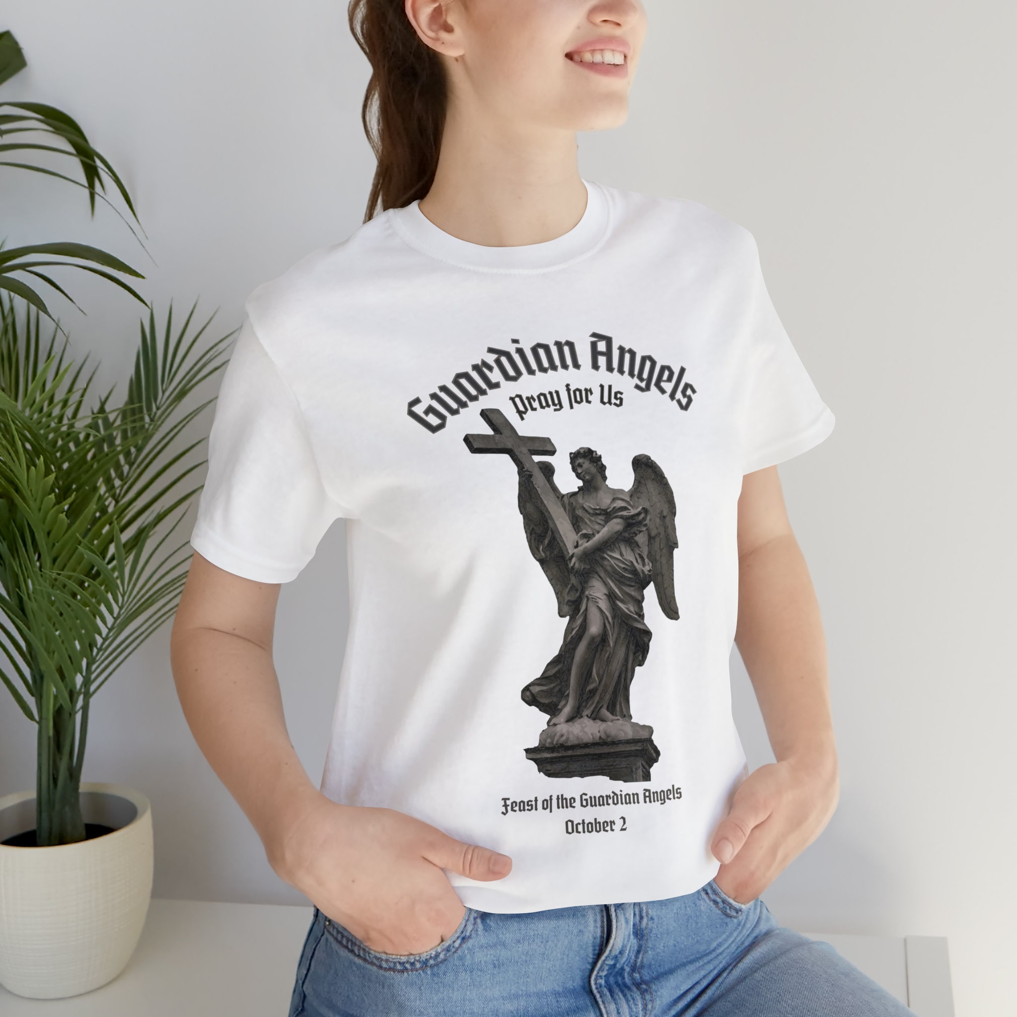 Guardian Angel T-shirt, Angel Tee, Catholic T Shirt, Pray for Us 